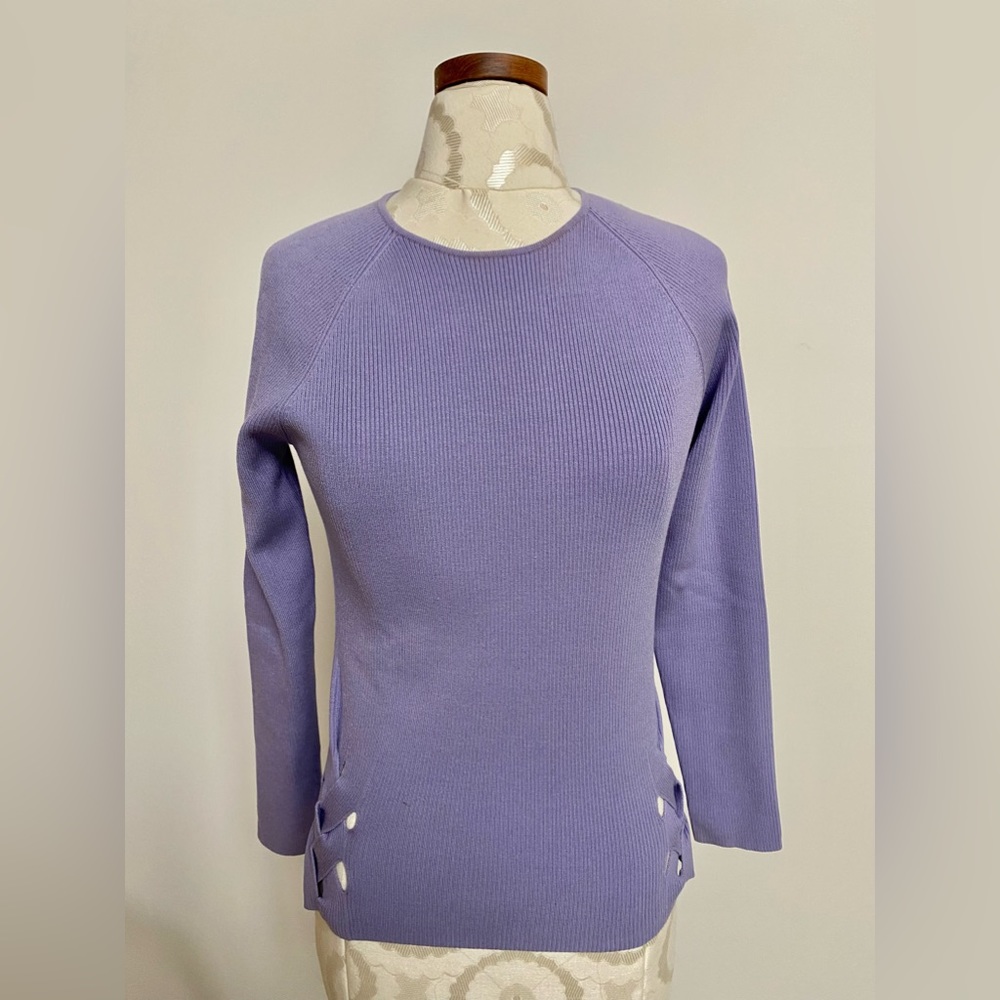 Worth Purple LS Sweater w/  Cut-out bodice details Small